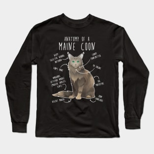 Maine Coon Cat Anatomy Long Sleeve T-Shirt